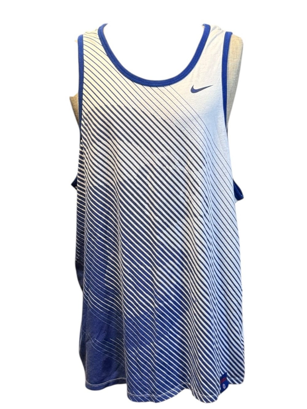 Nike Blue & White Gradient Diagonal Stripe Tank